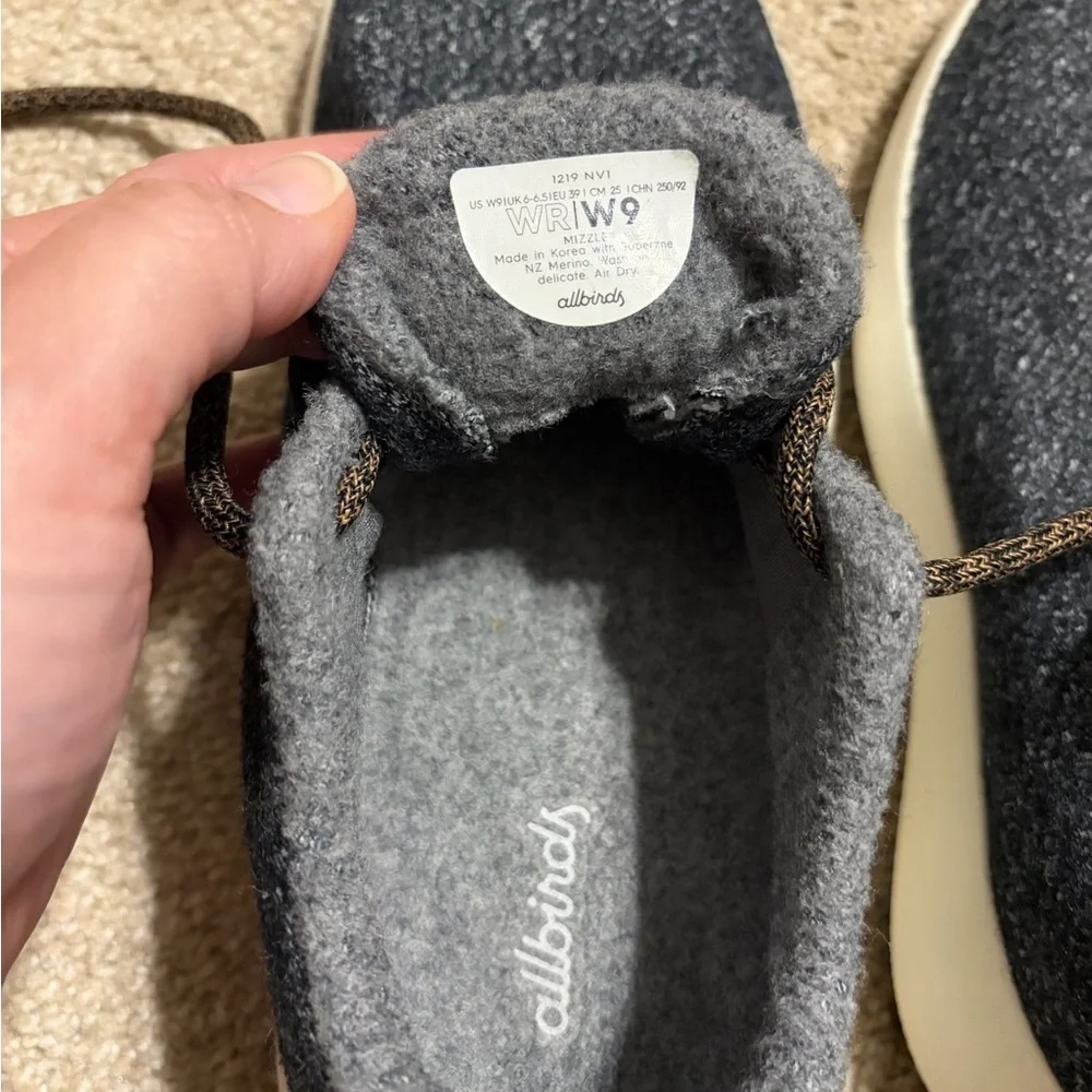 Allbirds Mizzles Fuji Charcoal Gray Wool Runner Sneakers Womens Size 9 Casual